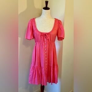 NWT J Crew SZ M Cotton Voile Pink Tiered Button-down Beach Dress - SO cute!